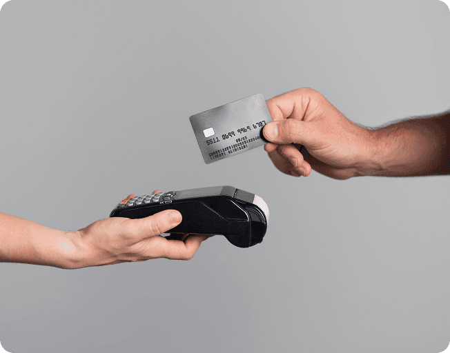 man using card pay product
